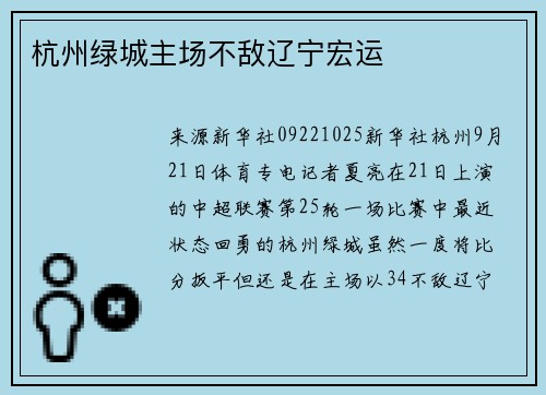 杭州绿城主场不敌辽宁宏运